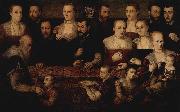 Cesare Vecellio Portrat einer Familie mit orientalischem Teppich oil